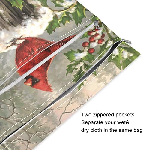 Kuşlar Çiçek bez bebek bezi ıslak kuru çanta kullanımlık iki fermuarlı cepler ile su geçirmez ıslak çanta için Kirli spor giysi,