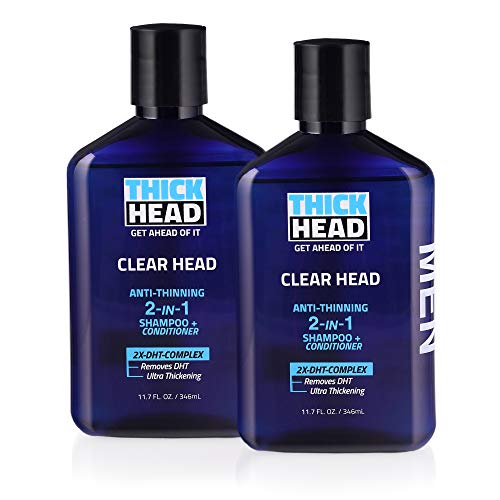 Kalın Kafa Temizle Kafa Anti-İnceltme 2 in 1 Şampuan ve Saç Kremi için Erkekler İçin Kalın Dolgun Saç 11.7 oz her, 3 paketi