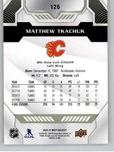 2020-21 Üst Güverte MVP 126 Matthew Tkachuk Calgary Flames NHL Hokey Ticaret Kartı