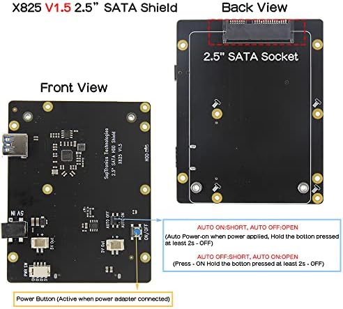 Geekworm Ahududu Pi 4 SATA SSD Durumda Kiti, X825 V1.5 2.5 inç SATA HDD/SSD Depolama Kurulu ile X825-C6 Metal Kasa ve Güç Anahtarı