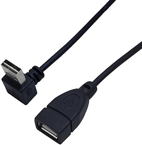 Fantom Kabloları 1ft USB 2.0 A Yukarı/Aşağı Açılı Erkek-Düz Dişi Kablo-Siyah