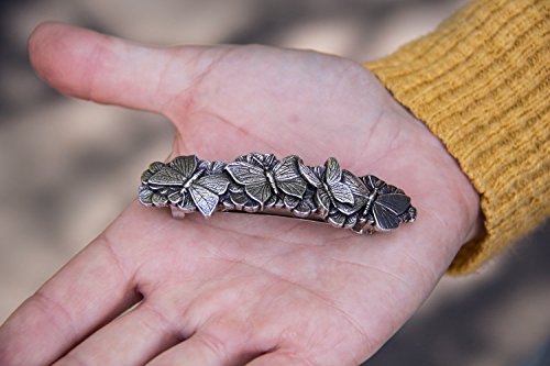 Kelebekler Saç Tokası, Oberon Design tarafından Orta 70mm Klipsli ABD'de Üretilen El Yapımı Metal Saç Tokası