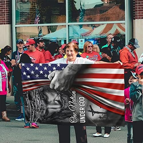TFDXIHBİR Ulus Altında Tanrı Bayrağı 3x5 Ft Hıristiyan İsa Amerikan Bayrağı için Açık Kapalı Çift Taraf Baskılı Polyester Ev