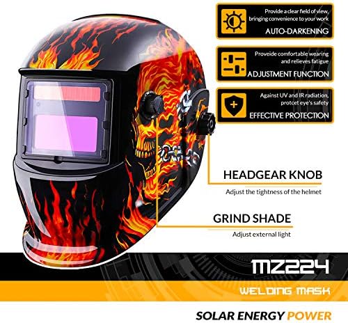 DEKOPRO Kaynak Kask Güneş Enerjili Otomatik Kararan Hood ile Ayarlanabilir Gölge Aralığı 4/9-13 için Mıg Tıg Ark Kaynakçı Maskesi