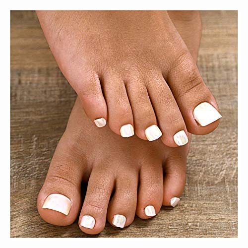 Barode 24 Pcs Glitter Sahte Ayak Tırnakları Ayna Beyaz Tam Kapak Akrilik Parlak sahte Tırnaklar için Ayak Yanlış Çivi Basın Ayak