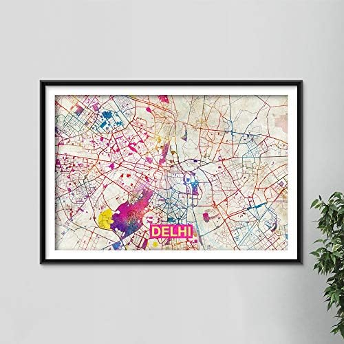 Harita Posterler için Erkek Odası Delhi Harita-Orijinal Sanat Baskı (Gökkuşağı) - Şehir Sokak Haritası Delhi, Hindistan-Poster