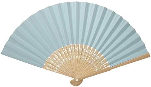 Antilog Katlanır Bambu Fan, çin Katlanır Bambu Kaburga Fan DIY Boş Kağıt Yelpaze Düğün Duş Parti Dekor(BLUE2)