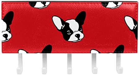 Fransız Bulldog Köpek Kırmızı Anahtar ve Posta Tutucu Duvarlar için-Anahtar Askı ile Posta Organizatör ve 5 Kanca, yapışkan Raf