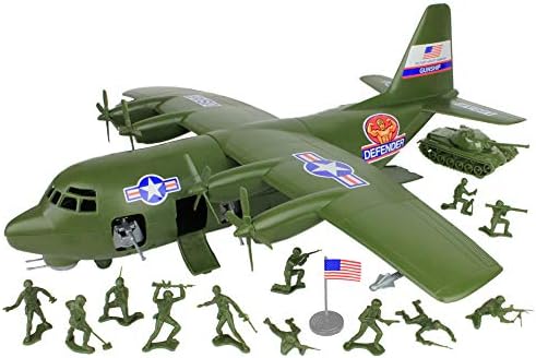 TimMee Plastik Ordu Erkekler C130 Playset - 27pc Dev Askeri Uçak ABD Yapımı