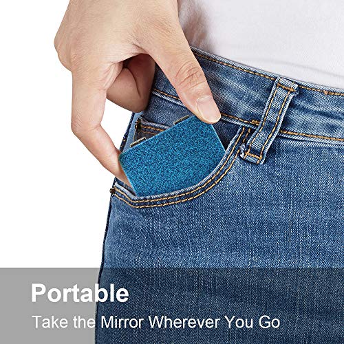 OMİRO Kompakt Ayna, Parlak PU 1X/3X Büyütme, Çantalar için Ultra Taşınabilir (Mavi)