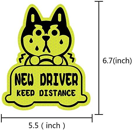 bıınfu Yeni Sürücü Yansıtıcı Sticker Araba Çıkartması, Mesafe Tutmak Sticker,Öğrenci Sürücü için-Sarı