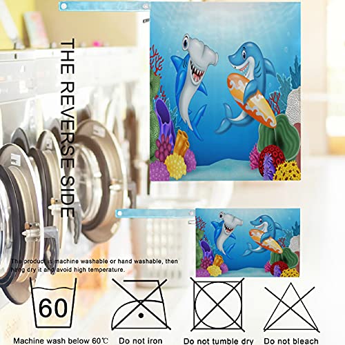 visesunny Karikatür Köpekbalığı Fermuarlı Cepler ile 2 Adet Islak Çanta Yıkanabilir Kullanımlık Ferah Bezi Çanta Seyahat için,