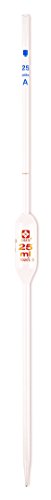 Sibata 2040A-4 4mL Volumetrik Pipetler, Sınıf A, Yeniden Kullanılabilir Cam, Renk Kodlu 2-Kırmızı, 12'li Paket Sunmak için