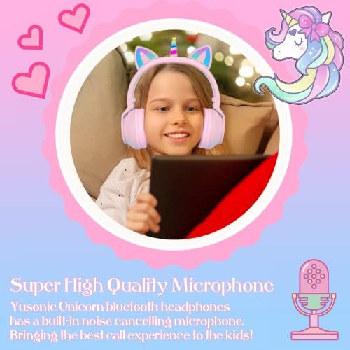 Unicorn Çocuk Kulaklıklar, Yusonic Unicorn Bluetooth Kulaklıklar Katlanabilir Kız Erkek Toddlers Telefonları için Okul Seyahat,