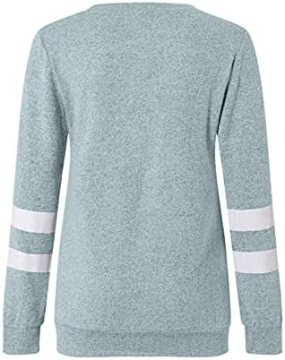Kadınlar için artı Boyutu Crewneck Sweatshirt, moda Güz Uzun Kollu Cepler ile Çizgili Baskı Gömlek Tops