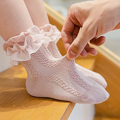 Sevimli Bebek Kız Fırfır Çorap Pamuk Dantel Prenses Tarzı Elbise Çorap Kızlar için Bebek Yürüyor 5 Pairs
