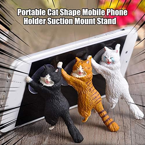 Kediler Akıllı Telefon Enayi Tutucu, Taşınabilir Kedi Destek Reçine Cep Telefonu Tutucu Emiş Dağı Standı Tablet Masa Masaüstü