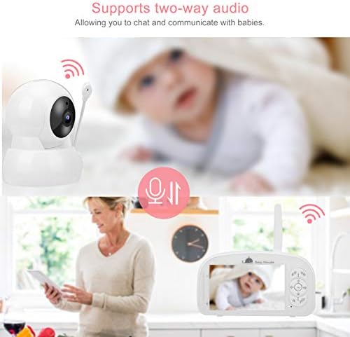 Video Bebek Monitörü, 2 Yönlü Konuşma Kablosuz Video monitörü 355° Yatay Rotasyon 5 İnç Tft Ekran için Bebek Dadı Yaşlı için