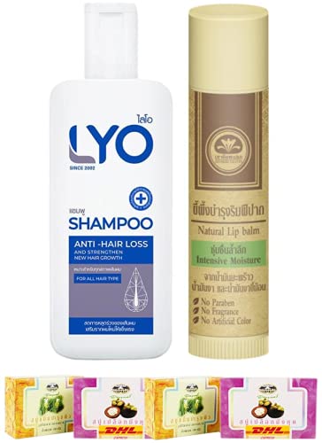 Set A40 Lyo Şampuan Anti Saç Dökülmesi Güçlendirmek Khaokho Talaypu Doğal Dudak balsamı 4 DHL EXPRESS Tarafından Thaigiftshop