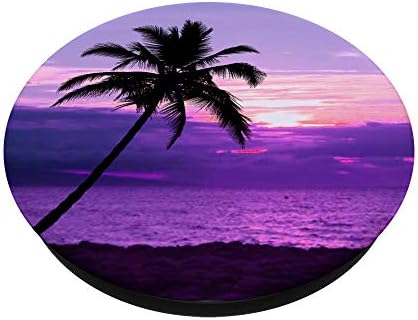 Mor Sunset Beach Palmiye Ağaçları, Tropikal, Ombre Sky Paradise PopSockets PopGrip: Telefonlar ve Tabletler için Değiştirilebilir