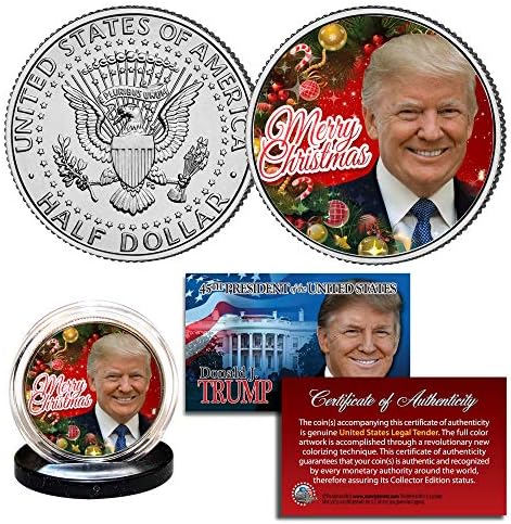 Donald Trump Orijinal Noel JFK Yarım Dolar Sikke Noel Süs Ağacı Tutucu