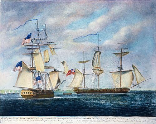 Uss Chesapeake Savaşı N Uss Chesapeake Ve Hms Arasındaki Nişan Shannon Kapalı Boston ışık 1 Haziran 1813 İngilizce Aquatint 1813