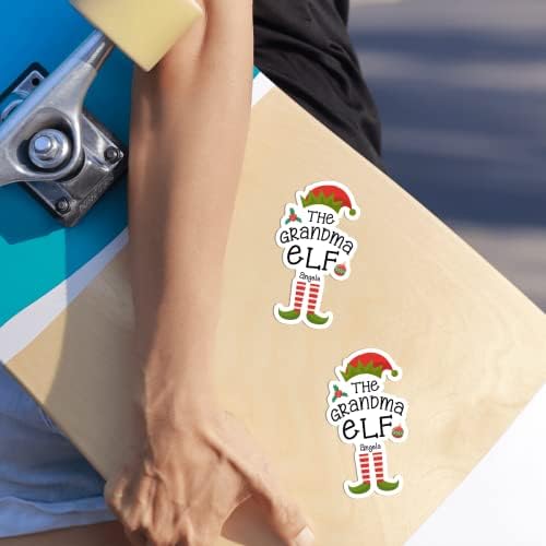 Kişiselleştirilmiş Çıkartmalar, Özelleştirmek Adı Büyükanne Elf Noel Sticker, Özel Su Geçirmez Vinil Etiketler, noel süslü çıkartmalar