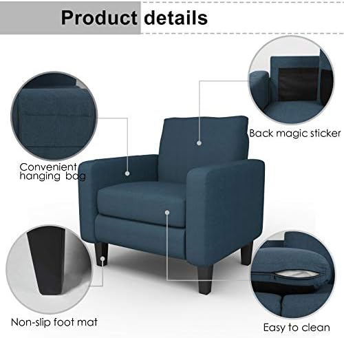 Mecor Accent Koltuk Döşemeli Tek Kanepe Sandalye 2 Set ile Kalın Yastıklı Arka Yastık Modern Rahat Kumaş Yan Sandalye Oturma