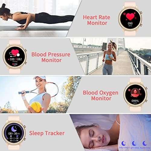 Kadınlar için Smartwatch, 24 Spor Modu ile Spor Izci Izle Kalp Hızı Bp O2 Monitör IP67 Su Geçirmez Etkinlik Tracker Adımsayar