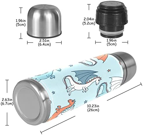 Lılıbeely 17 oz Vakum Yalıtımlı Paslanmaz Çelik Su Şişesi Spor Kahve Seyahat Kupa Flask Hakiki Deri Sarılmış BPA Ücretsiz, sevimli
