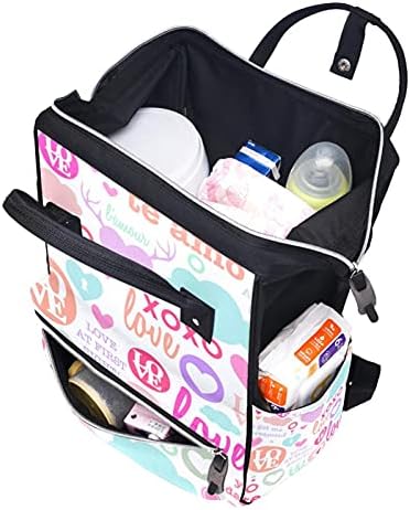 Bebek bezi çantası BackpackLarge Unisex çanta, çok amaçlı seyahat sırt paketi anneler DadsCute aşk arka plan için