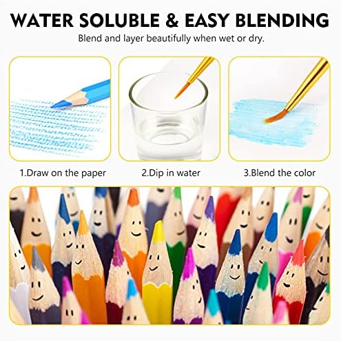 72 Su Renk Kalemler, Magicfly Suda Çözünür Renkli Kalemler 2 Fırçalar ve 1 Kalemtıraş ile Set, yumuşak Kurşun, Yetişkinler için