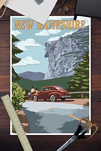 New Hampshire, Yaşlı Adam Dağ ve Karayolu (12x18 Sanat Baskı, Seyahat Poster Duvar Dekor)