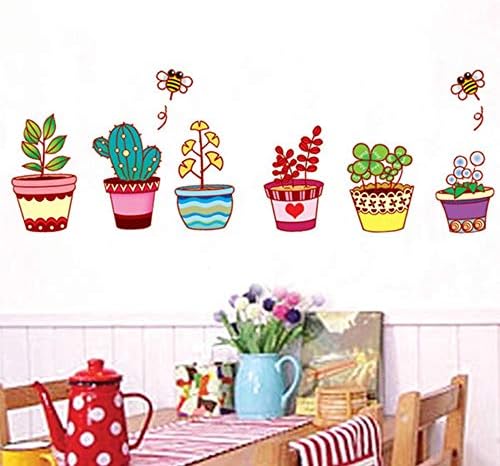 HLKHLC Duvar Sticker Bahçe Çiçek Arı Pot Bitki Kültürü Çıkartması duvar Çıkartmaları PVC DIY Çocuk Oturma Odası Ev Sanat Duvar