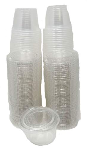 Scotty'nin 100 Set 2 oz Porsiyon Kontrolü Sufle Kapaklı Tek Kullanımlık Bardaklar-Jello, Tatlılar, Soslar için-Sıkı Şeffaf Plastik