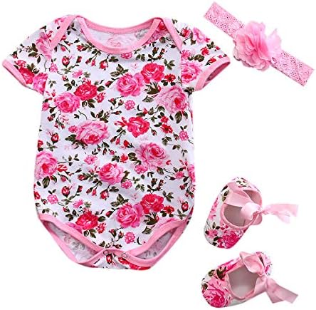 Yenidoğan Bebek Kız Çiçek veya Leopar Romper Bodysuit Tulum Kafa Ayakkabı 3 adet Giysi Set Yaz Kıyafet