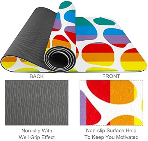 Yoga Mat Renkli Gökkuşağı Leopar Desen Çevre Dostu Kaymaz Spor egzersiz matı Pilates ve Zemin Egzersizleri için