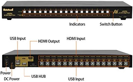 JıdeTech HDMI USB KVM Swıtch 16 Port kadar 4K @ 30Hz Çözünürlük ile USB 2.0 Hub Desteği Klavye Fare Anahtarlama için Linux, Windows,