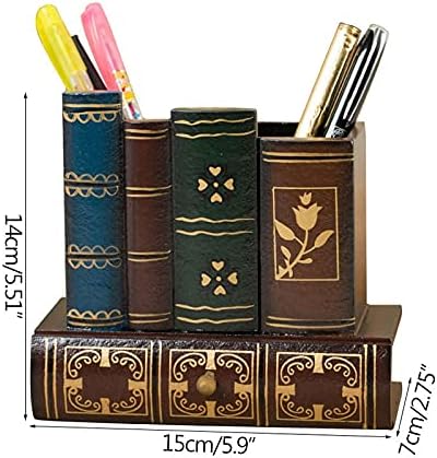 RENSLAT Antika Ahşap Kitap Modeli Yaratıcı Kalem Kutusu Çeşitli Eşyalar depolama çekmecesi Ofis Masaüstü Dekorasyon kalemlik