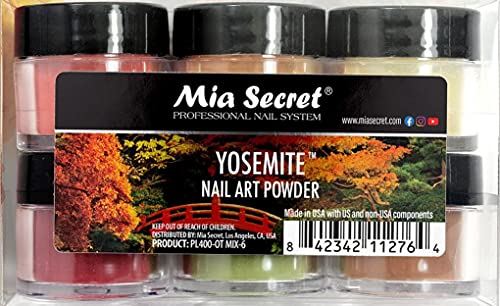Mia Secret Akrilik Toz Koleksiyonu-Yosemite, 6PCS - Dip Akrilik Tozlar-Akrilik Tırnaklar için Sonbahar/Sonbahar Renkleri-6 Parça