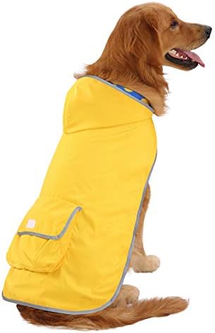 HDE Geri Dönüşümlü Köpek Yağmurluk Kapşonlu Slicker Panço Yağmurluk Ceket Küçük Orta Büyük Köpekler için