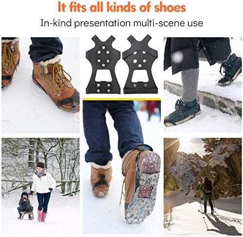 Sfee Buz Krampon Çizmeler, Krampon Ayakkabı Çekiş Krampon Kar ve Buz üzerinde Yürümek için Erkek Kadın 10 Çelik Sivri Anti Kayma