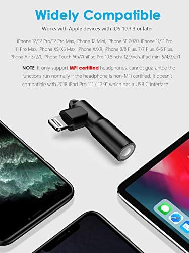 Mangotek Yıldırım 3.5 mm Kulaklık jak adaptörü, apple MFi Sertifikalı iPhone Kulaklık Adaptörü Aux Dongle Kablo Adaptörü Kulaklık