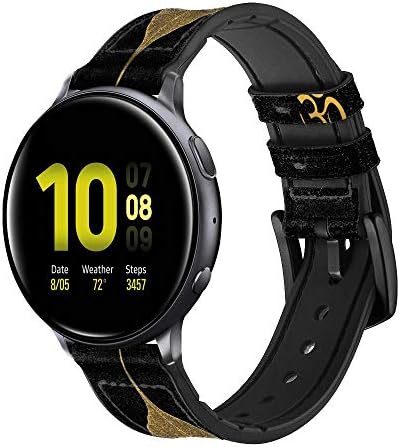 CA0271 Altın Yaprak Budist Om Sembol Deri ve Silikon Akıllı İzle Band Kayışı Samsung Galaxy İzle Watch3, dişli S3 Modelleri Dişli