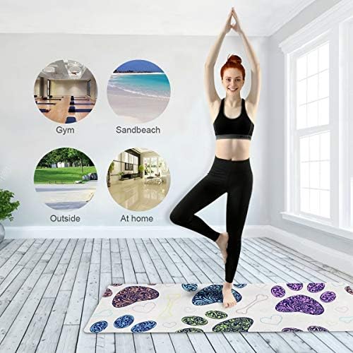 MCHIVER Seyahat Yoga Mat Kaymaz-Çiçek Hayvan Paws Katlanabilir egzersiz matı Hafif egzersiz matı ile Çanta Ter Emici spor matı