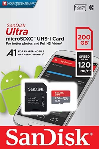 Ultra 200 GB microSDXC Çalışır LG G7+ thinq Artı SanFlash ve SanDisk tarafından Doğrulanmış (A1/C10/U1/8 k/120MBs)
