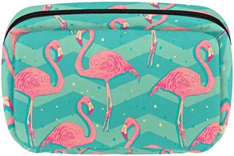 Unicey Makyaj Çantası, Flamingo Kuşlar Desen Kozmetik Çantası Taşınabilir Tote Seyahat Tren Kılıfı Organizatör Aksesuarla Durumda