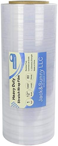 Streç Film Plastik Wrap 12 Temizle × 1000 Feet 80 Gauge Paket: Nakliye Ambalaj Deposu ve Depolama taşımak için Endüstriyel Shrink