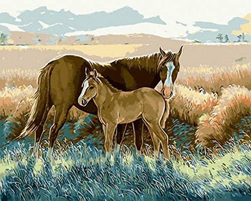 Buğday Tarlasının Yanında At ve Bebek İğne Tuvali A00606 (18CT Mono Deluxe, 12 X 15)