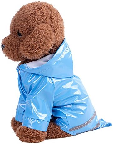 Ladysdress Pet Kapşonlu Yağmurluk Hafif Su Geçirmez Ceket Köpek Açık Ceket Yansıtıcı Güvenlik Şeridi ve Düğmeler